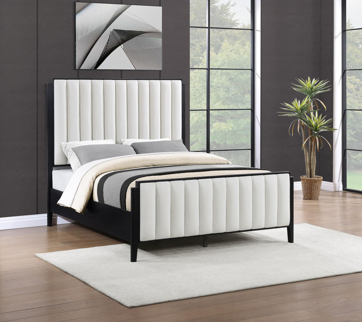 Brookmead 60-inch Upholstered Queen Bed Black from Coaster - Luna Furniture