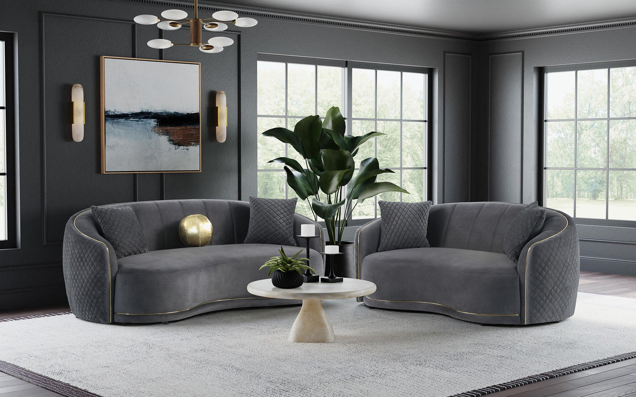 Brookside 2-piece Velvet Upholstered Sofa Set Dark Grey from Coaster - Luna Furniture