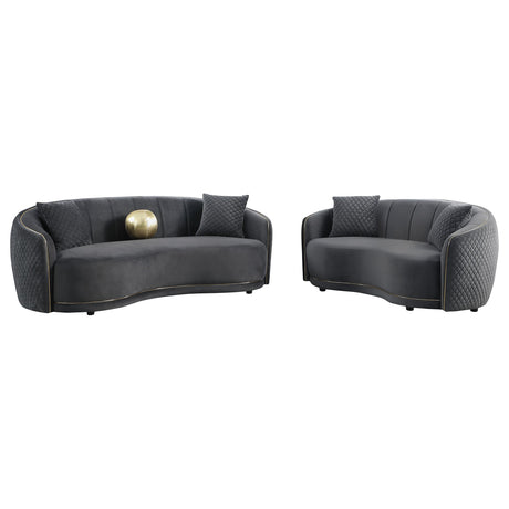 Brookside 2-piece Velvet Upholstered Sofa Set Dark Grey - 504844-S2