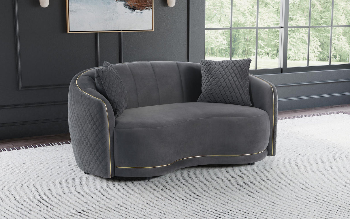 Brookside Velvet Upholstered Curved Loveseat Dark Grey - 504845