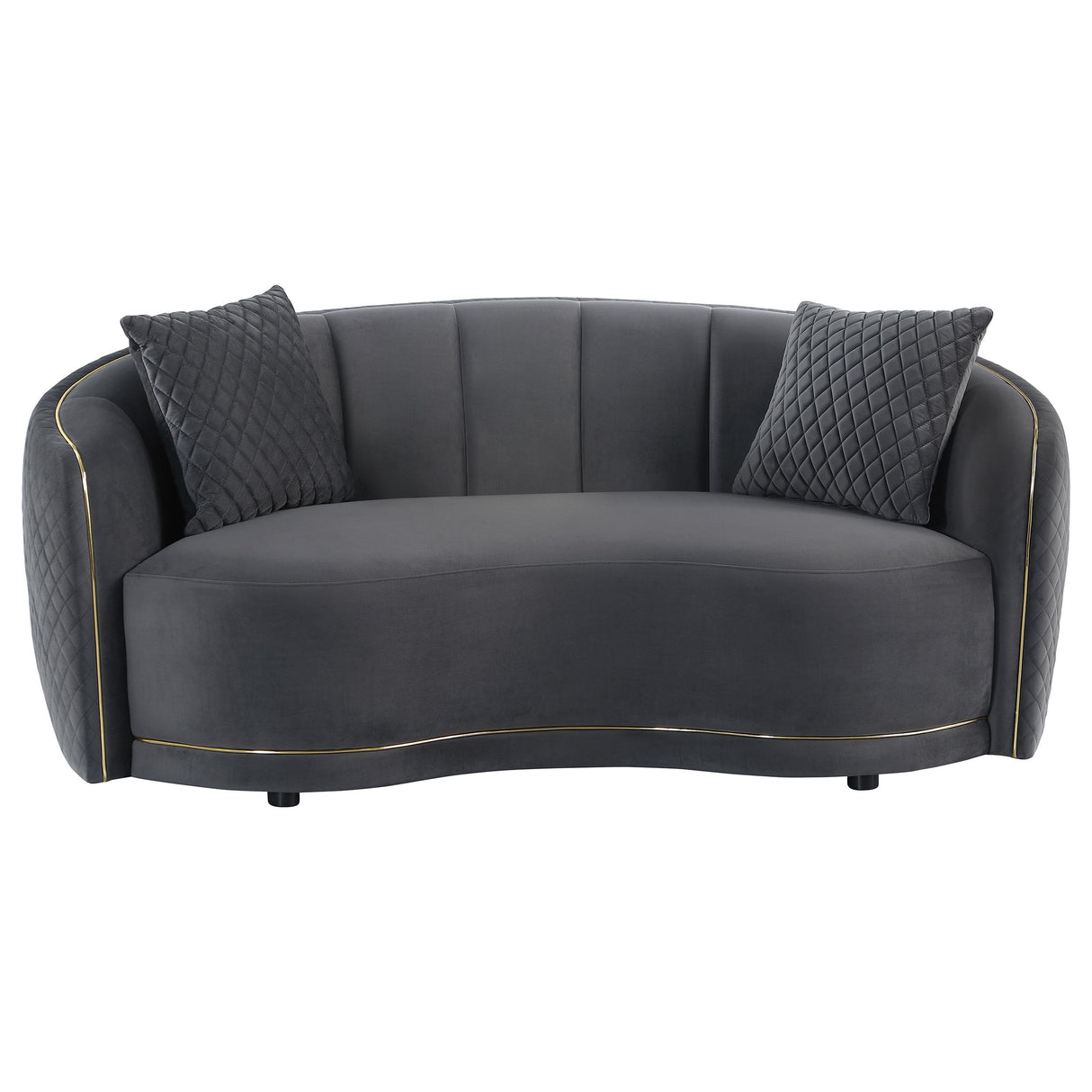 Brookside Velvet Upholstered Curved Loveseat Dark Grey - 504845