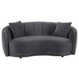 Brookside Velvet Upholstered Curved Loveseat Dark Grey - 504845