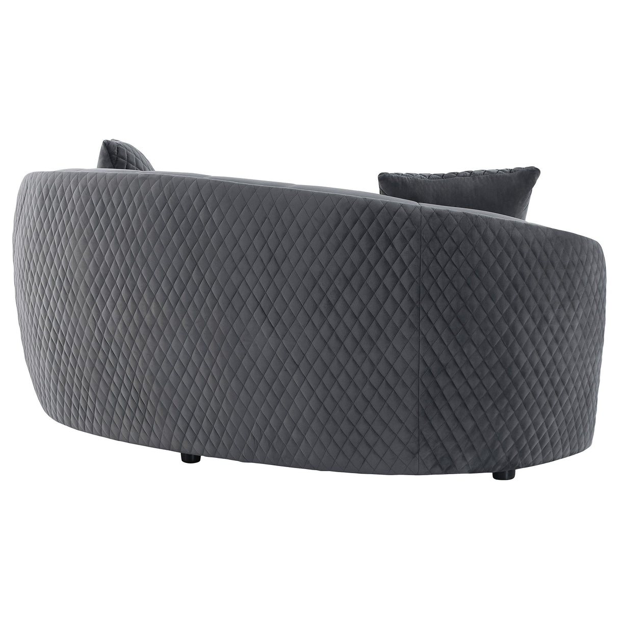 Brookside Velvet Upholstered Curved Loveseat Dark Grey - 504845