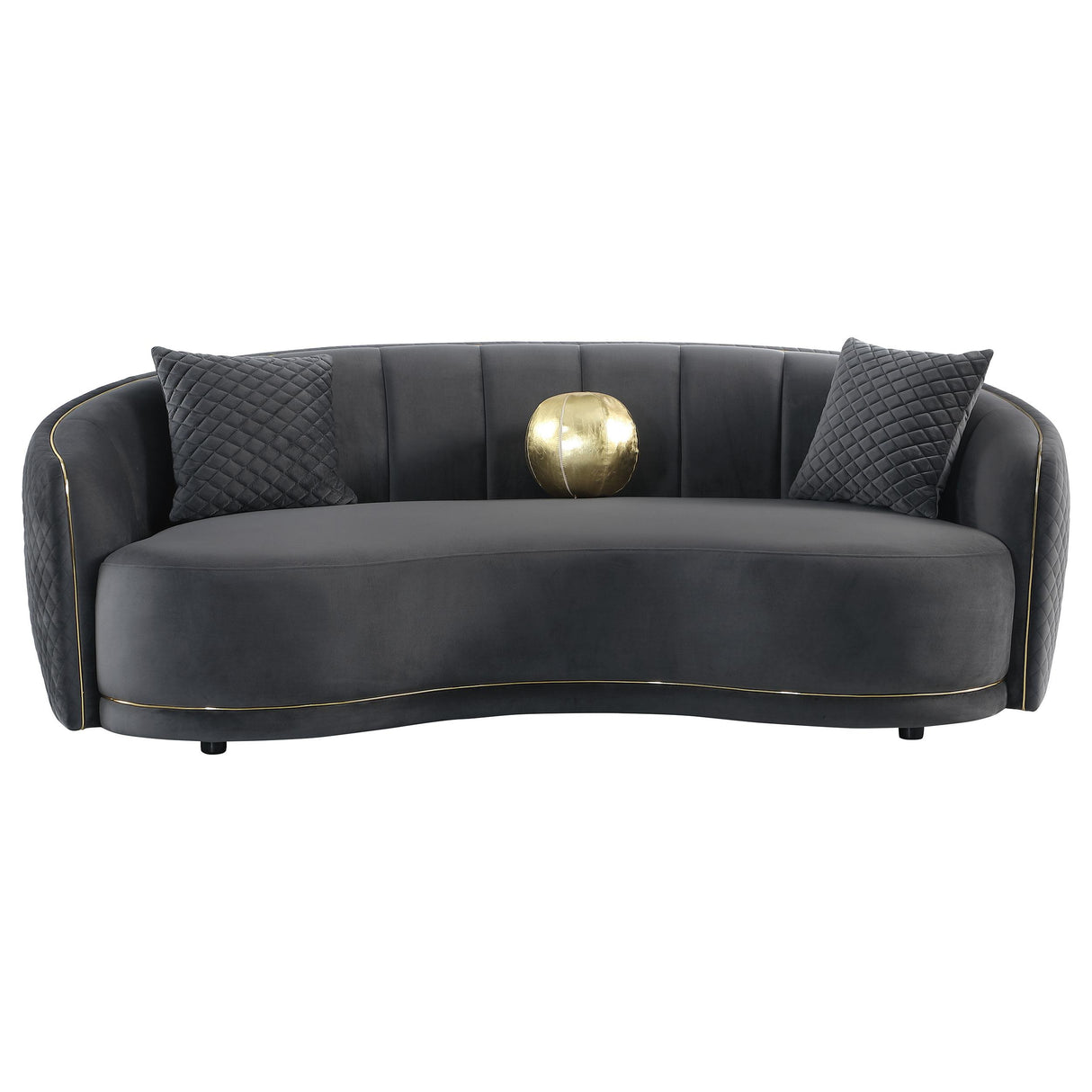 Brookside Velvet Upholstered Curved Sofa Dark Grey - 504844