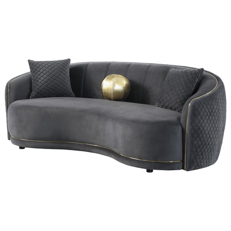 Brookside Velvet Upholstered Curved Sofa Dark Grey from Coaster - Luna Furniture