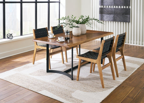 Brown/Black Fortmaine Dining Table and 4 Chairs - PKG018635