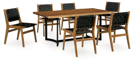 Brown/Black Fortmaine Dining Table and 6 Chairs - PKG018636