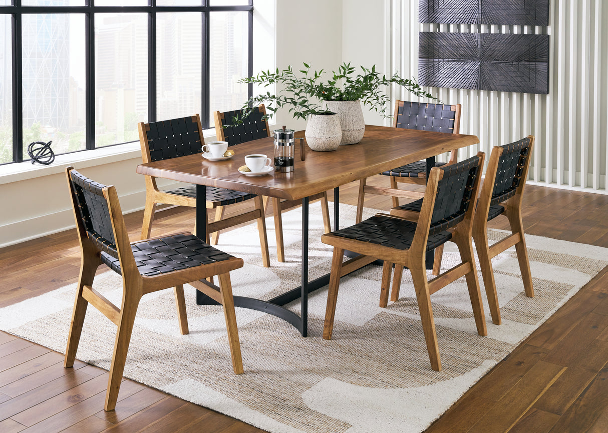 Brown/Black Fortmaine Dining Table and 6 Chairs - PKG018636