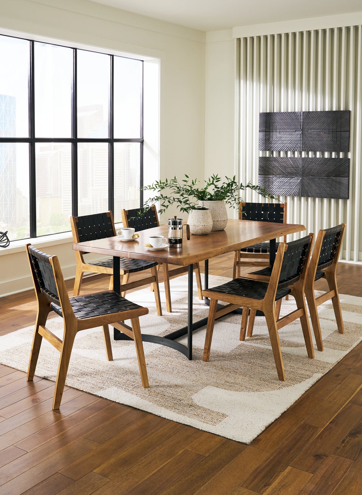 Brown/Black Fortmaine Dining Table and 6 Chairs - PKG018636