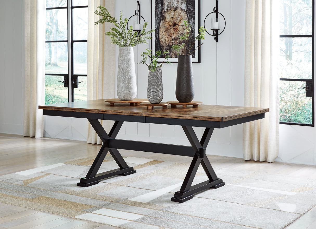 Brown/Black Wildenauer Dining Table and 2 Chairs and Bench - PKG016722