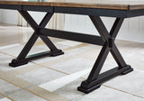 Brown/Black Wildenauer Dining Table and 2 Chairs and Bench - PKG016722