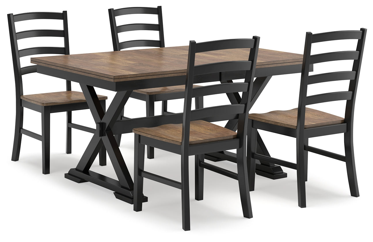 Wildenauer Brown/Black Dining Table and 4 Chairs from Ashley - Luna Furniture