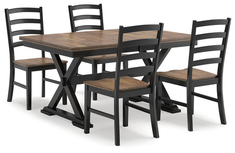 Brown/Black Wildenauer Dining Table and 4 Chairs - PKG016719