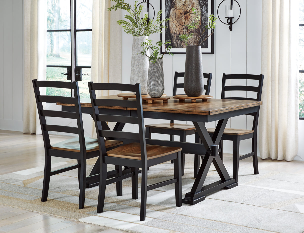 Brown/Black Wildenauer Dining Table and 4 Chairs - PKG016719