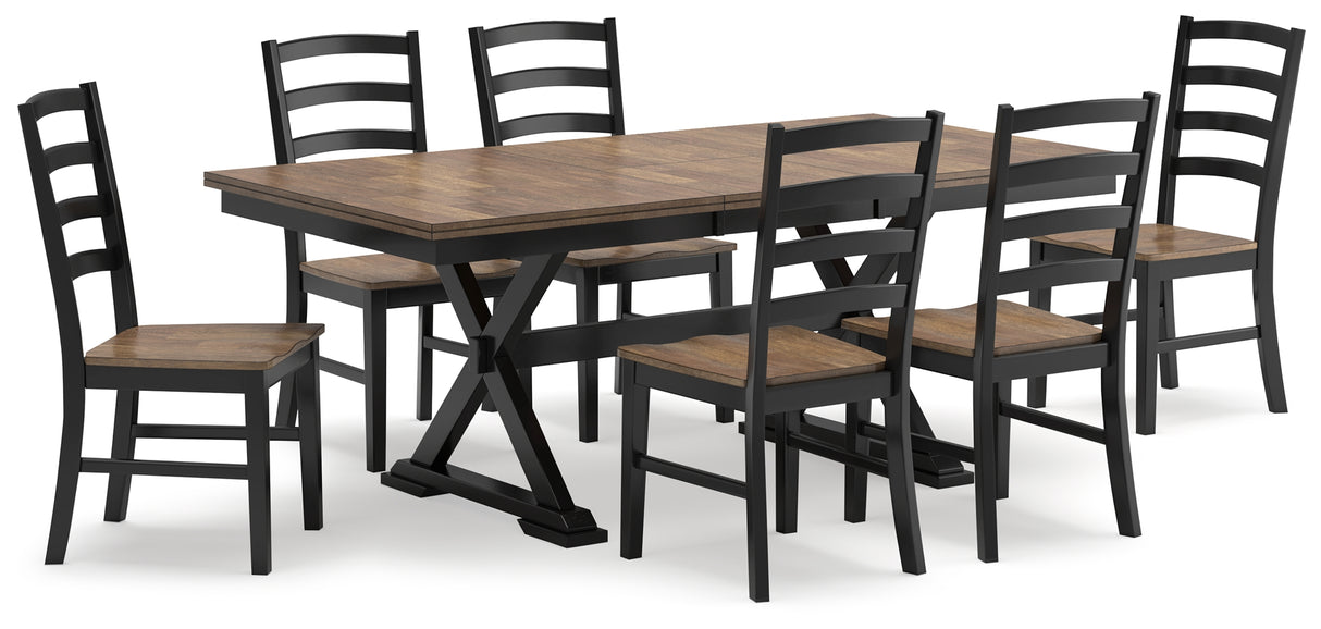 Brown/Black Wildenauer Dining Table and 6 Chairs - PKG016720