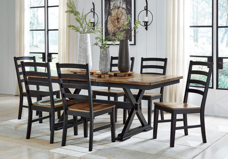 Brown/Black Wildenauer Dining Table and 6 Chairs - PKG016720