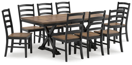 Brown/Black Wildenauer Dining Table and 8 Chairs - PKG016721