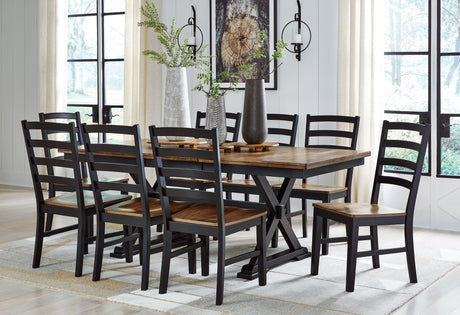 Brown/Black Wildenauer Dining Table and 8 Chairs - PKG016721