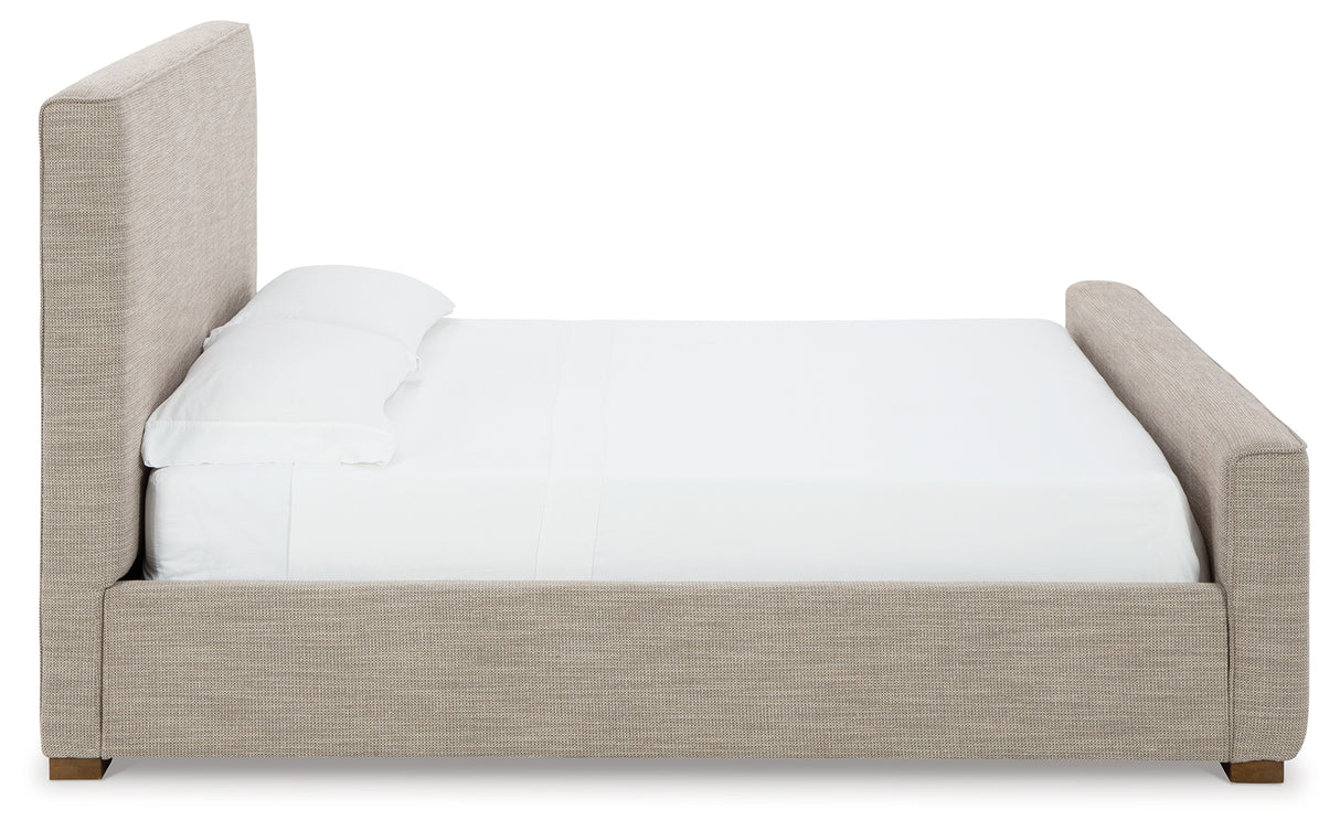 Brown Dakmore King Upholstered Bed with Dresser - PKG014655