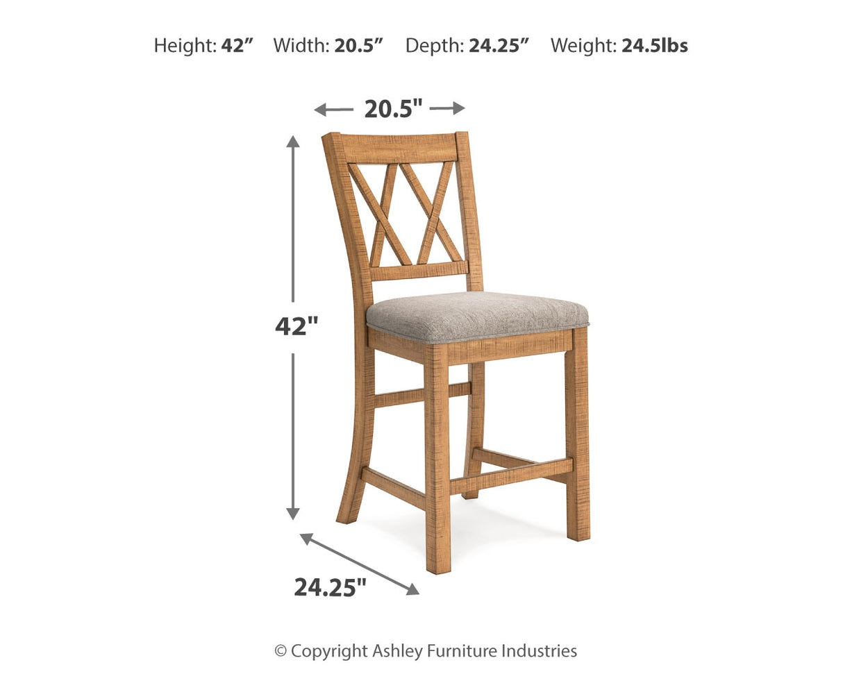 Brown Havonplane Counter Height Dining Table and 2 Barstools and Bench - PKG016733