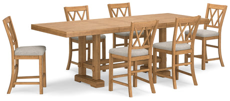 Brown Havonplane Counter Height Dining Table and 6 Barstools - PKG016731