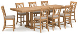 Brown Havonplane Counter Height Dining Table and 8 Barstools - PKG016732