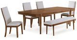 Brown Lyncott Dining Table and 4 Chairs and Bench - PKG020702