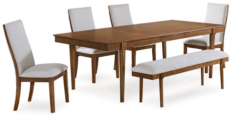 Brown Lyncott Dining Table and 4 Chairs and Bench - PKG020702