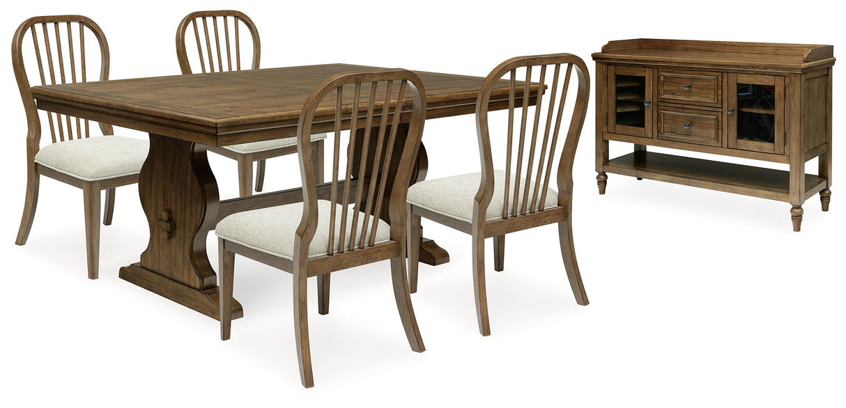 Sturlayne Dining Table and 4 Chairs with Storage in Brown from Ashley - Luna Furniture