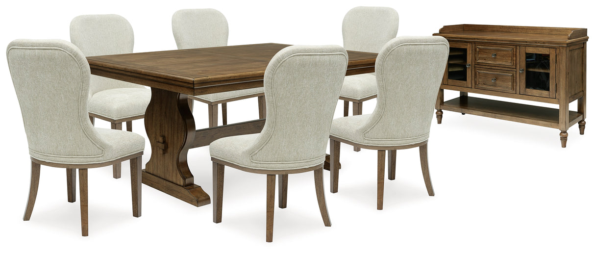 Sturlayne Dining Table and 6 Chairs with Storage in Brown from Ashley - Luna Furniture