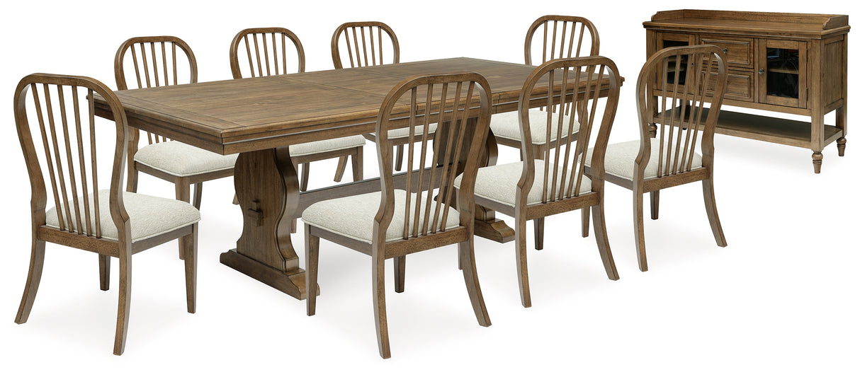 Sturlayne Dining Table and 8 Chairs with Storage in Brown from Ashley - Luna Furniture