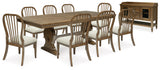 Sturlayne Dining Table and 8 Chairs with Storage in Brown from Ashley - Luna Furniture