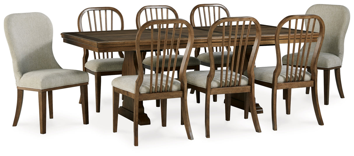 Sturlayne Dining Table and 8 Chairs with Storage in Brown from Ashley - Luna Furniture