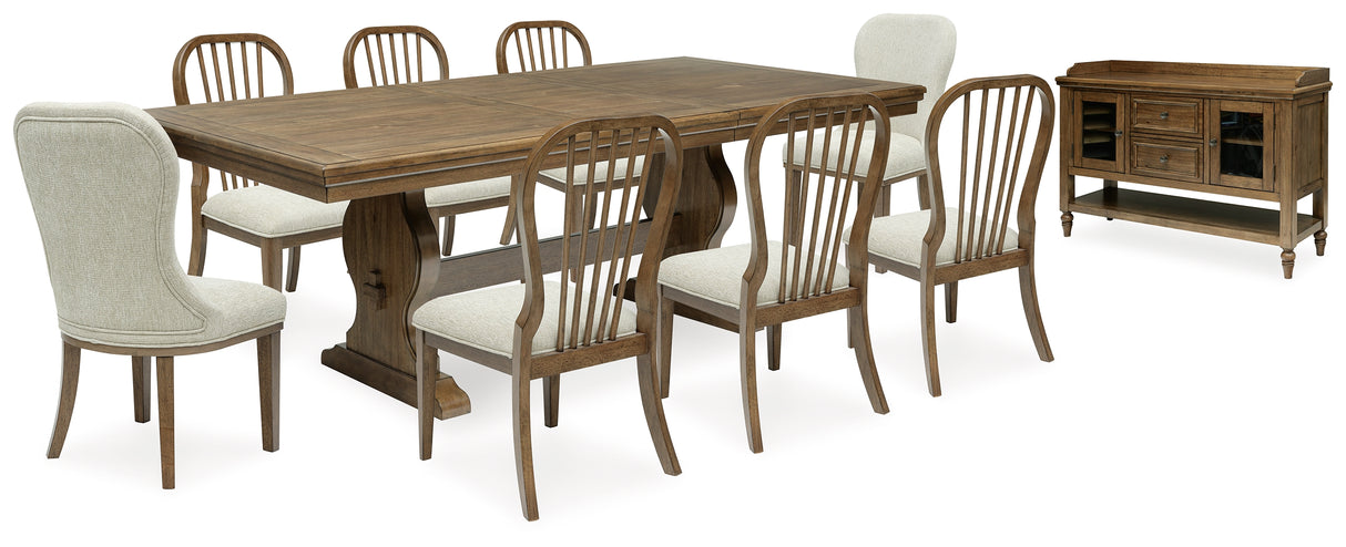 Sturlayne Dining Table and 8 Chairs with Storage in Brown from Ashley - Luna Furniture