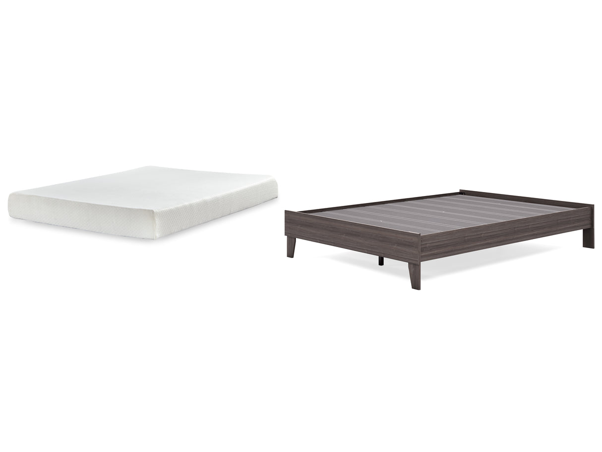 Brymont Queen Platform Bed with Mattress in Dark Gray from Ashley - Luna Furniture