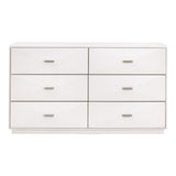 Wynn Shagreen 6-Drawer Double Dresser in Pearl Shagreen, Brushed Stainless Steel - 6158.PRL-SHG/BSTL