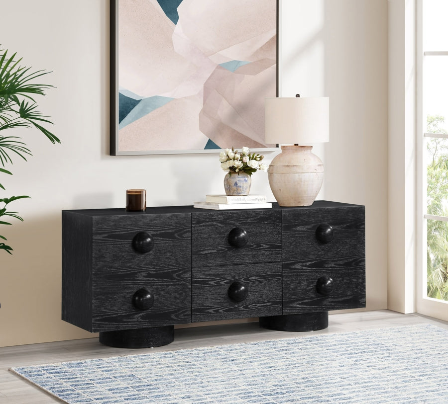 Bubble Rubberwood with Oak Veneer Sideboard / Buffet in Black from Meridian - Luna Furniture