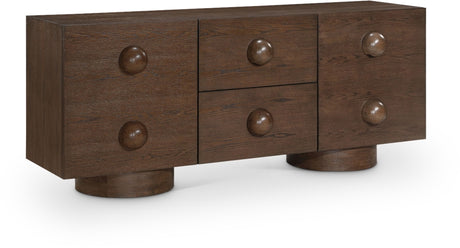 Bubble Rubberwood with Oak Veneer Sideboard / Buffet in Brown from Meridian - Luna Furniture