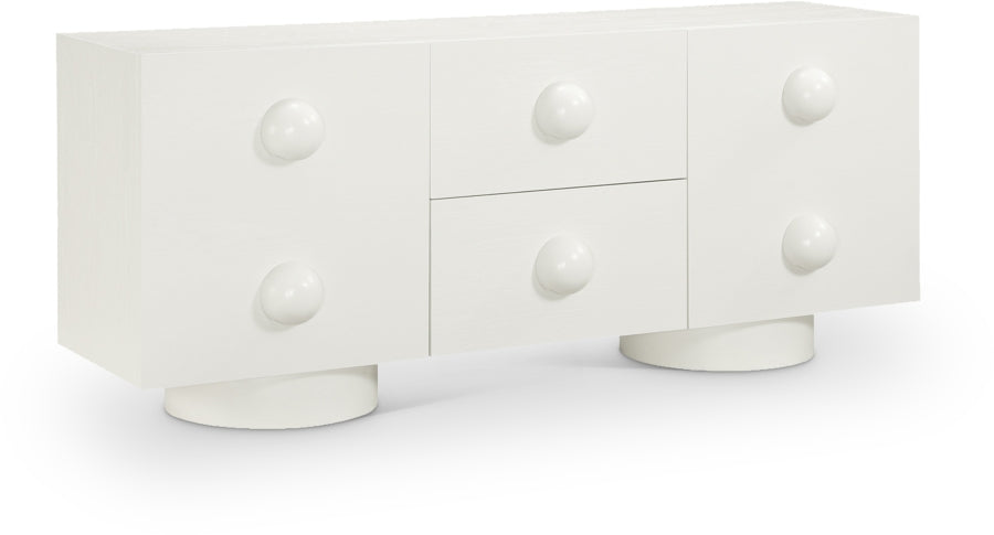 Bubble Rubberwood with Oak Veneer Sideboard / Buffet in Cream from Meridian - Luna Furniture