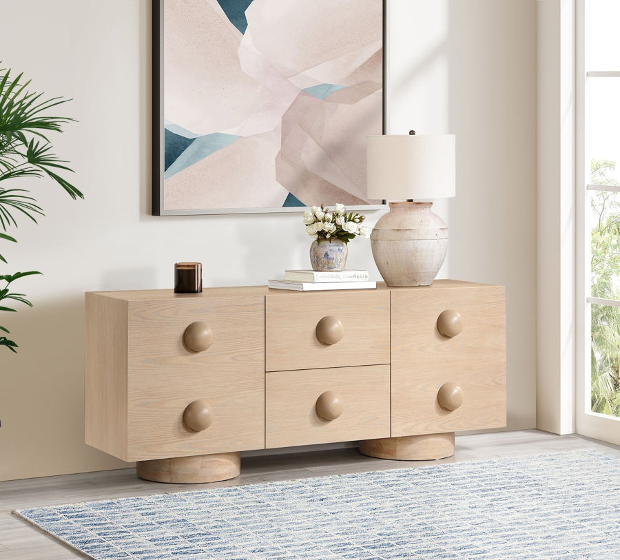 Bubble Rubberwood with Oak Veneer Sideboard / Buffet in Natural from Meridian - Luna Furniture