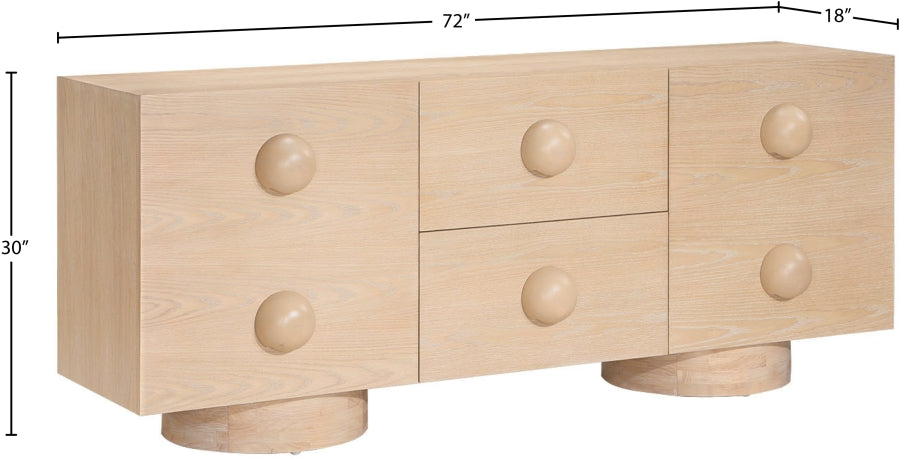 Bubble Rubberwood with Oak Veneer Sideboard / Buffet in Natural from Meridian - Luna Furniture