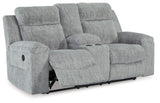 Buntington Pewter Reclining Loveseat with Console - 3400494