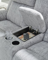 Buntington Pewter Reclining Loveseat with Console - 3400494