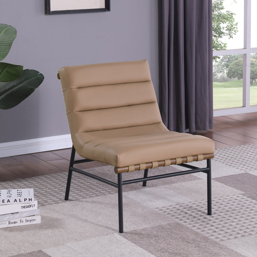 Burke Vegan Leather Accent Chair Natural from Meridian - Luna Furniture