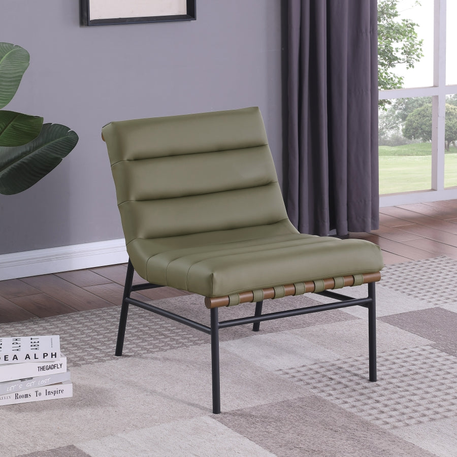 Burke Vegan Leather Accent Chair Olive from Meridian - Luna Furniture