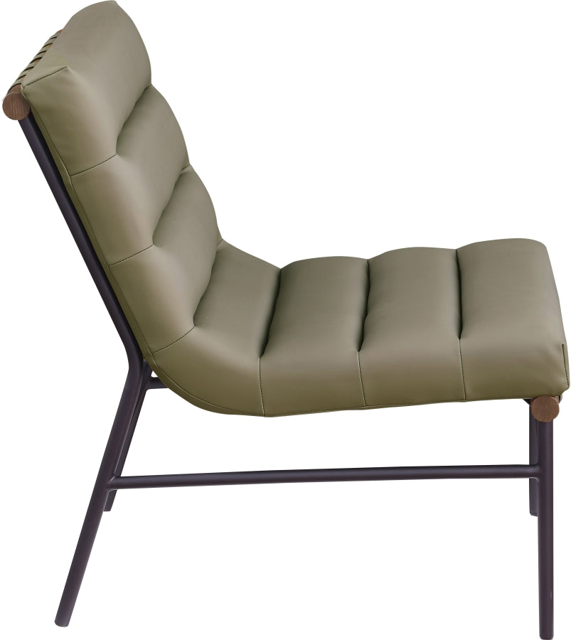 Burke Vegan Leather Accent Chair Olive from Meridian - Luna Furniture