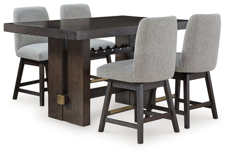 Burkhaus Counter Height Dining Table and 4 Barstools in Dark Brown - PKG019509