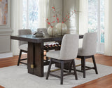 Burkhaus Counter Height Dining Table and 4 Barstools in Dark Brown - PKG019509