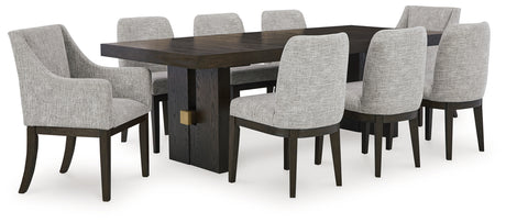 Burkhaus Dining Table and 8 Chairs in Dark Brown - PKG013372