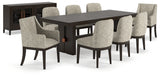 Burkhaus Dining Table and 8 Chairs with Storage in Dark Brown - PKG013374